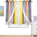 Kinryb Nursery/Kids/Girls Room Star Cut Out Blackout Rainbow Curtain with Sheer Overlay 2 Panels, Each 52 inch Wide,45 inch Length with White Gauze,Ombre Stripe Rainbow Curtains (2 Panels,52x45 Inch)