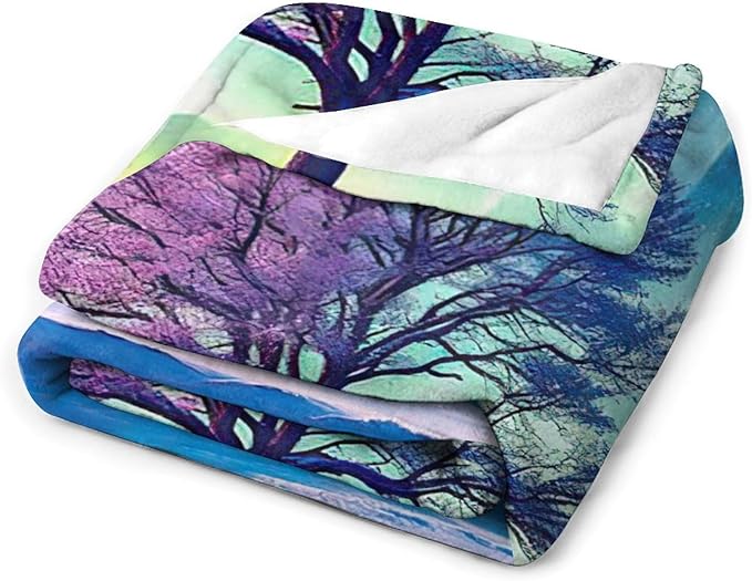 Tree of Life Blanket Arctic Tree Gifts for Girls Boys Woman Kids Aurora Borealis Lover Throw Blankets Soft Blanket Warm Fleece Flannel Plush Blankets for Bed Sofa Couch 50"x60"