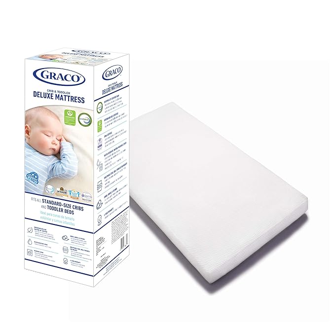 Graco Theo Crib and Mattress Nursery Essentials Pack (Black) – GREENGUARD Gold Certified Baby Crib & Crib Mattress, Cribs with Mattress Included