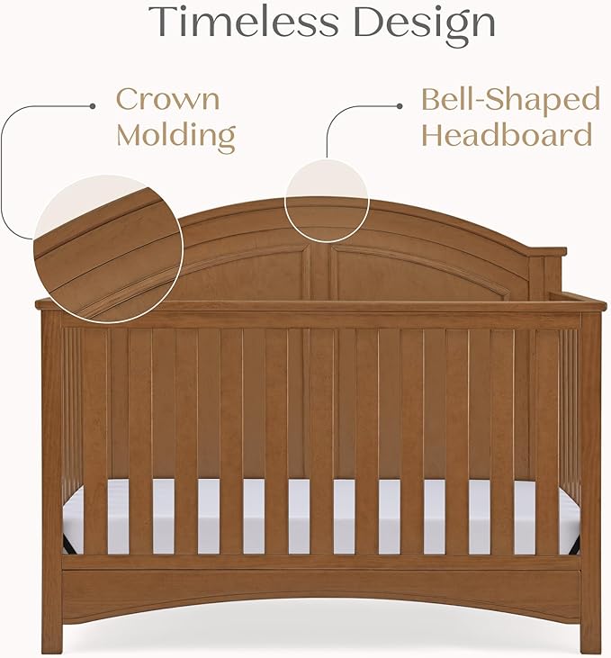 Delta Children Perry 6-in-1 Convertible Crib - Greenguard Gold Certified, Chestnut