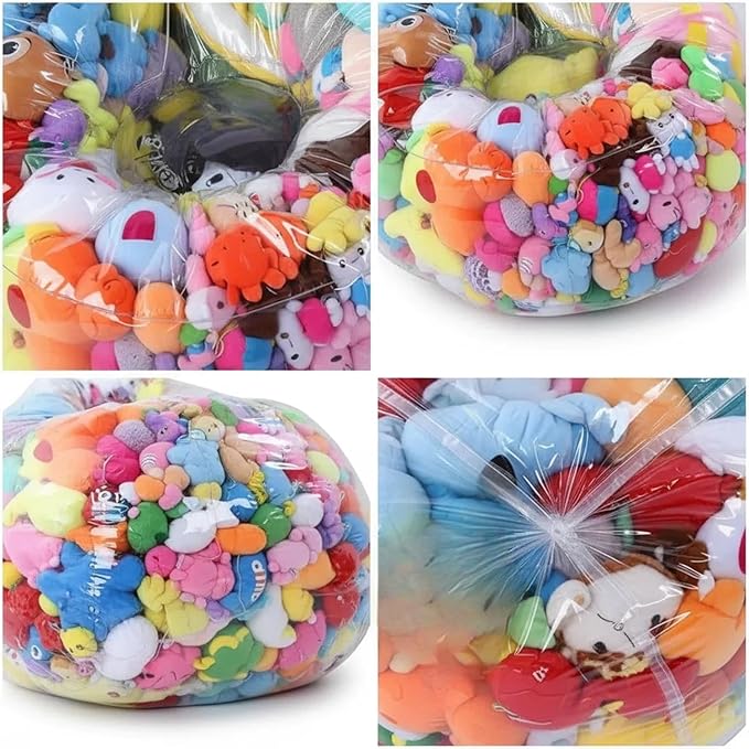 Clear Stuffed Animal Storage Bean Bag Chair Cover - Extra Large 150L, Waterproof & Easy-Clean Toy Organizer with Plastic Window,forNursery, Bedroom, Playroom (Cover Only, No Filler) (2 pcs)