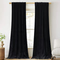 StangH Blackout Curtains Velvet Black 84 inches Long for Bedroom, Thick Back Tab Thermal Insulated Window Drapes for Living Room Sliding Door/Office/Theater, W52 x L84, 2 Panels