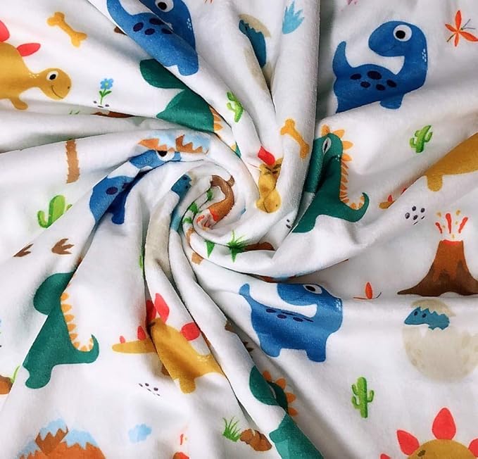 Soft Plush Minky Blanket for Boys & Girls - Double Layer with Dotted Backing, Toddler to Newborn - Shower Gifts (Green Dinosaur, 30 X 40 inches)