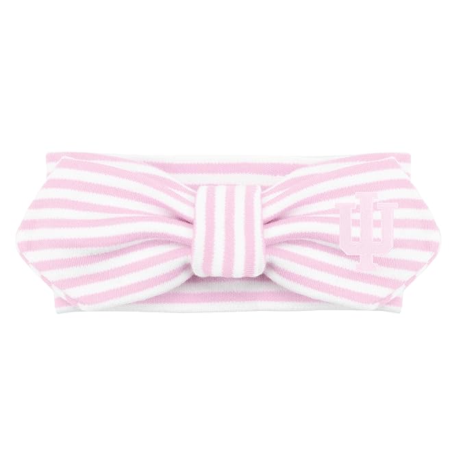 Creative Knitwear Indiana Hoosiers Infant Girls Pink/White Striped Hair Knot Headband Embroidered Logo - Size Newborn - 4T