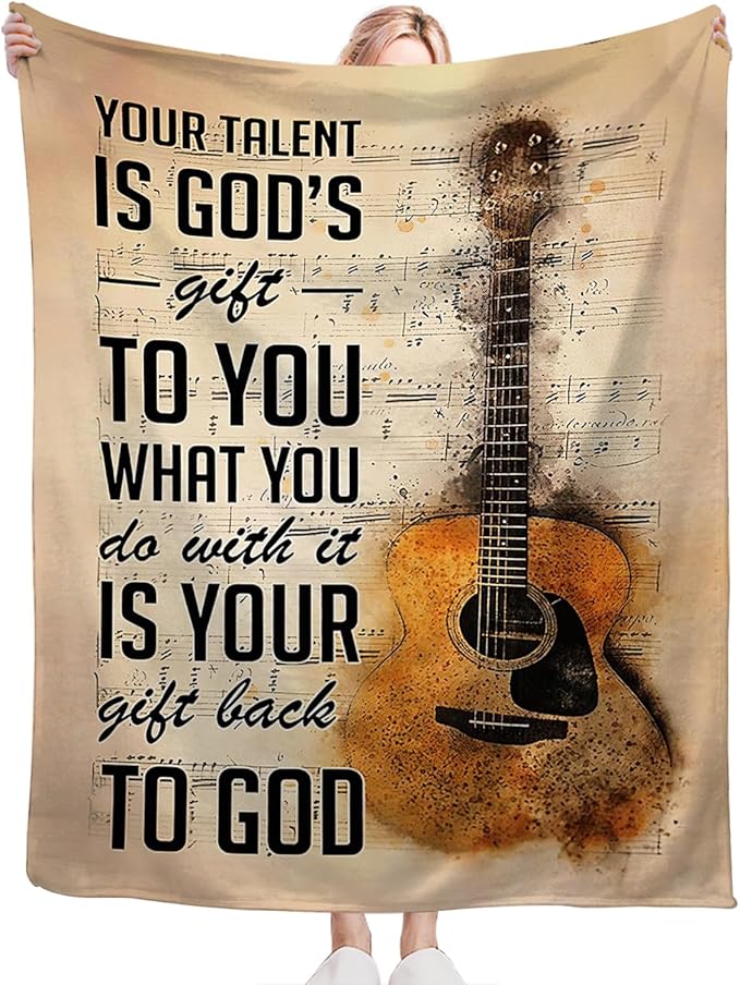 Tijuboni Guitar Music Throw Blanket Guitar Gifts for Girls Boys Women Men Kids Adults Soft Flannel Fleece Blanket for Couch Sofa Bed Home Decor 40"x50"
