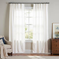 jinchan Linen Blend Curtains 84 inch Length 2 Panels for Bedroom Living Room, Light Filtering 60 inch Wide Farmhouse Drapes with Rod Pocket Back Tab(60W x 84L, Off White)