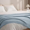 PHF Cooling Muslin Blanket King Size 104"x80", 6-Layer Lightweight Gauze Blanket Made from 35% Rayon Derived from Bamboo & 65% Cotton, Breathable & Ultra Soft Cozy, Aesthetic Home Decor, Dusty Blue