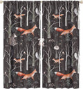 Rustic Forest Curtain, Woodland Country Hunting Animal Deer Fox Wildlife Bear Farmhouse Lodge Cabin Blackout Rod Pocket Windows Door Curtain for Bedroom Living Room Home Decor 42x45in