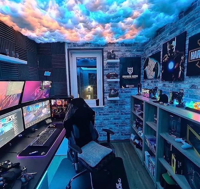 2025 New ， 3D Thundercloud LED Light Cotton Lightning Cloud Colorful Atmosphere Night Light, DIY Creative Cloud Lights Gaming Room Garage Club Bar dj Party Light, Restaurant，32 Feet