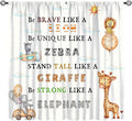 Cartoon Animals Curtains, Cute Jungle Animal Zebra Elephant Lion Giraffe Blackout Window Treatments, Rod Pocket Thermal Insulated Drapes 2 Panel Sets for Kids Bedroom Nursery Classroom, 63"W X 72"L
