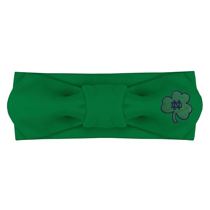 Creative Knitwear Notre Dame Fighting Irish Infant Girls Kelly Striped Hair Knot Headband Embroidered Logo - Size Newborn - 4T