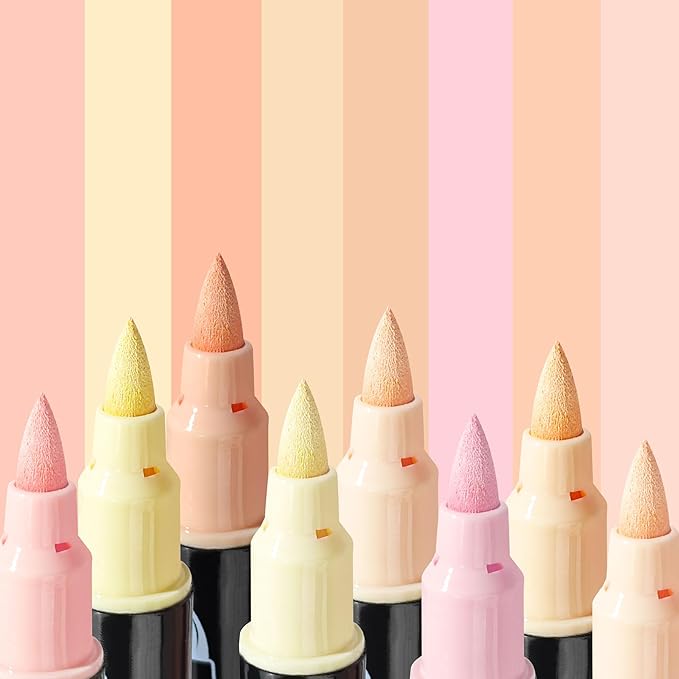 48 Skin Tone Colors Acrylic Paint Marker for Adult Dual Tip with Fine & Soft Brush Pens for Paper, Rock Painting, Wood Sign, Metal, Plastic, Drawing