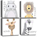 Oreichar Art Kids Wall Art Inspirational Quotes Canvas Print Safari Animals Painting Picture for Nursery Baby Children's Room Bedroom Decoration (12"x12"x4pcs)