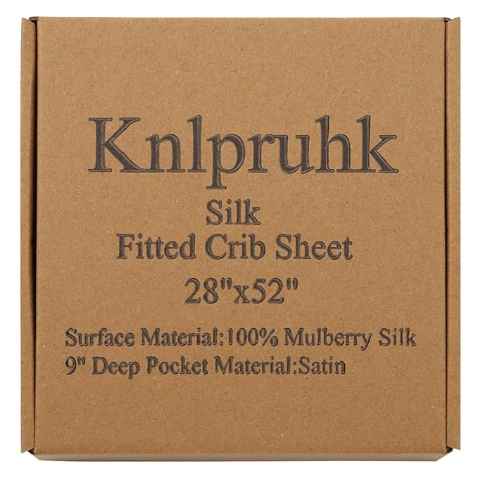 Knlpruhk Silk Fitted Crib Sheet 28" x 52" Surface (100% Pure Mulberry Silk) – 9" Deep Pocket (Satin) for Baby Hair 19 Momme 6A High Grade Fibers Ultra Soft Smooth Breathable Dark Green