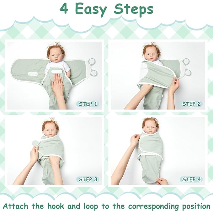 Ramede 6 Pack Preemie Swaddle Blanket with Hats Sleep Swaddle for Baby Boy Girl Preemie Newborn Sacks Soft Cotton Wearable(Alpaca,Green)