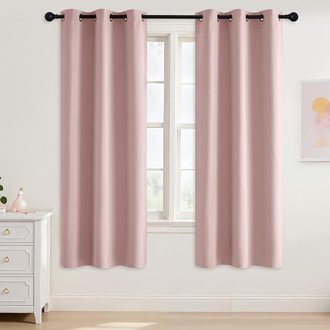 NICETOWN Blush Pink Room Darkening Curtains 78 Inches Long 2 Panels for Girls Room, Bedroom, Nursery Thermal Insulated Blackout Drapes Solid Grommet Noise Reducing Window Curtains, W40