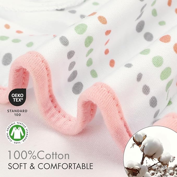 GLLQUEN BABY Swaddle Blankets for Baby Girls, 3-6 Months, Orange Pink Feather & Wave Point, 3 Pack Wrap Set, Newborn Adjustable Swaddles Sleep Sack, (Medium/Large)