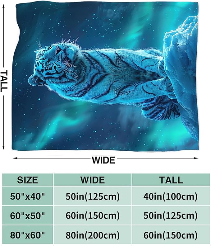 Tijuboni White Tiger Throw Blanket Tiger Gifts for Girls Boys Women Men Kids Adults Soft Flannel Fleece Blanket for Couch Sofa Bed Home Decor 50"x60"