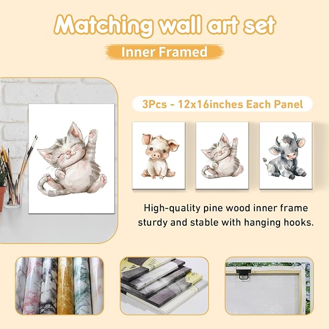 Custom Baby Crib Bedding Set, 5 Pcs Personalized Name Baby Crib Sets for Infant Toddler, Farm Animals Nursery Bedding Set for Boy Girl, Double Layer Flannel Baby Bedding Sets Customized Gifts