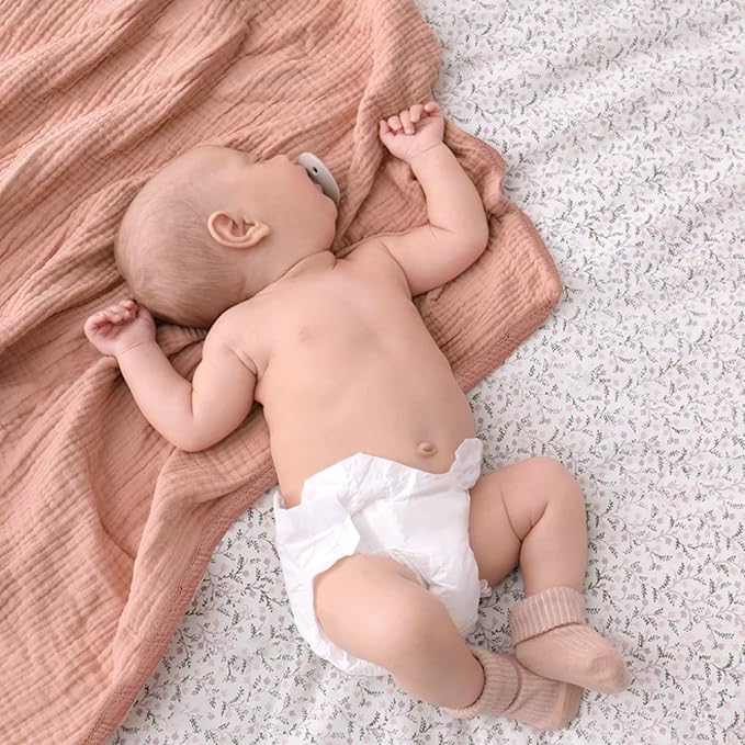 Lulu moon Muslin Quilt Blanket, Crib Blanket for Baby and Toddler,47x47 Inches(Pink)