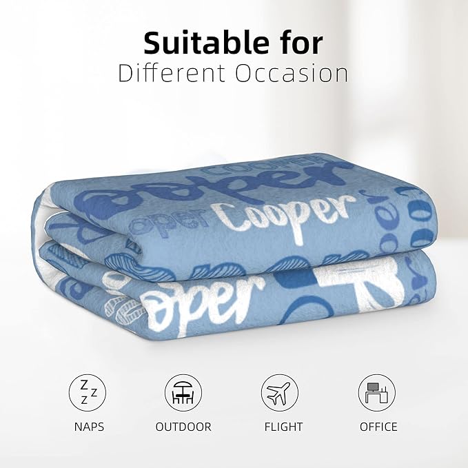 Dr.TOUGH Personalized Blankets with Name Customized Baby Blankets for Girls Boys Adults Monogrammed Blankets and Throws Christmas Birthday Mothers Fathers Valentines Day Gift (Sky Blue,60''×80'')