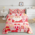 Feelyou Cute Santa Claus Bedding Set for Kids Boys Girls Toddler Size Xmas Deer Elk Decor Comforter Set Ultra Soft Comforter Xmas Tree Duvet Quilt Bedroom Decor Christmas Decor Quilt