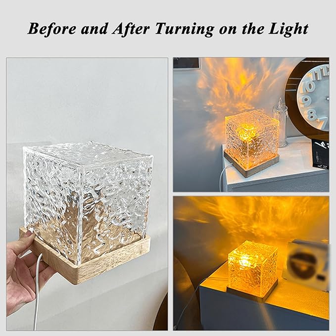 Aurora Borealis Night Light Projector, Aurora Dreamscape Projector, Magical Northern Lights for Your Room, 3/16 Colors Ambient Dynamic Wave Cube Lamp with Remote (16 Colors Plug-in, Wood)