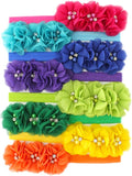 My Lello Flower Headbands Baby - Girls - Toddler Fabric Beaded Stretchy Elastic Pair