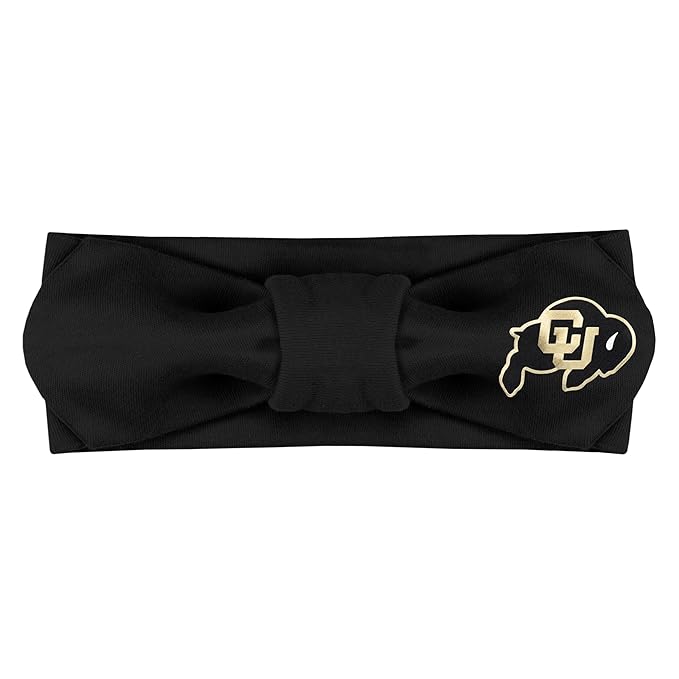 Creative Knitwear Colorado Buffaloes Infant Girls Black Solid Hair Knot Headband Embroidered Logo - Size Newborn - 4T