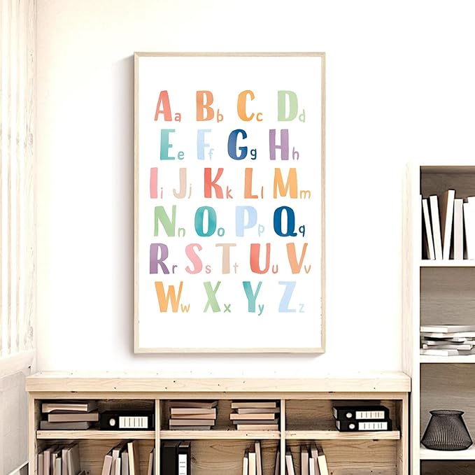 OZCONO Rainbow Alphabet Poster for Kids, Educational ABC Wall Chart for Classroom Decor, Montessori, Nursery Toddler Learning (Unframed) (16x24)