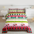 Feelyou Merry Christmas Tree Bedding Set Soft for Boys Girls, Cute Snowman Comforter Set Twin Size Santa Claus Duvet Quilt Microfiber Cartoon Bowknot Bedroom Decor 2 Pcs with 1 Pillow Cases