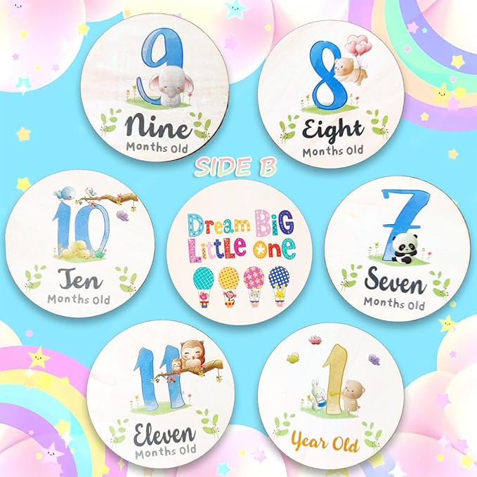Baby Monthly Milestone Cards for Newborn Girl or Boy,Monthly Baby Milestone Newborn Sign Baby Month Anniversary Cards,Baby Shower Cards Come with Organza Gift Bag (Milestone Blocks)