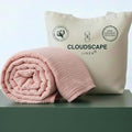 Cloud Scape Linen Extra Large 4 Layer Muslin Throw Blanket - 100% Cotton Gauze, Lightweight & Breathable All Season, Pre-Washed, for Couch & Bed, 50x70, Seashell Pink