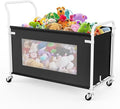 KEEGH Extra Large Toy Box for Kids with 360° Rotating Wheels, Heavy Duty Toy Chest for Boys and Girls, Toy Storage Organizer for Kids, Toy Bins for Living Room, Nursery, Bedroom(Black)