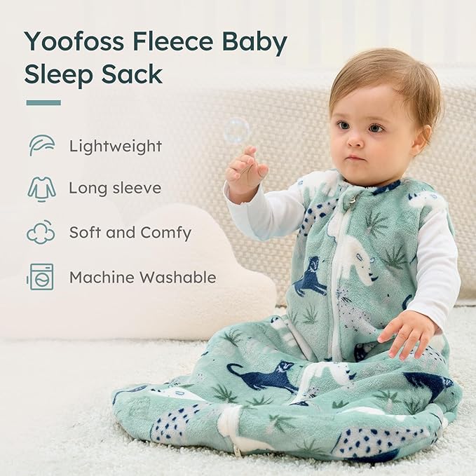 Yoofoss Fleece Baby Sleep Sack 2 Pack 1.5 Tog Baby Wearable Blanket with 2-Way Zipper