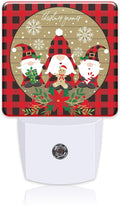 Christmas Gnome Red Black Plaid Night Light for Kids, LED Night Light Plug into Wall with Dusk to Dawn Sensor for Girls Boys Women Men Room Decor, Hallway, Kitchen, Bathroom, Nursery, Stairs