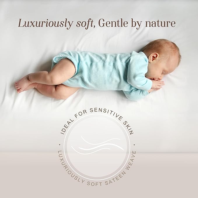 Bella Coterie Luxury Bamboo Viscose Crib Sheet | Organically Grown | Ultra Soft | Cooling for Better Sleep | Deep Pocket Fitted Sheet for Crib & Toddler Mattress | 100% Organically Grown [Champagne]