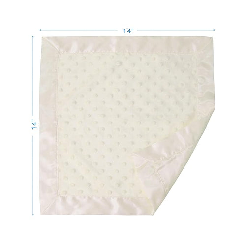 American Baby Company Heavenly Soft Chenille Security Blanket, 2-Layer Design with Minky Dot & Silky Satin, Cream, 14" x 14" for Boys and Girls
