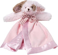 Bearington Baby Wiggles Snuggler - 15" Pink Puppy Lovey Security Blanket with Satin Trim and Plush Dog Design - Soft Lovie for Babies and Baby Security Blankets Gift for Girls and Newborns