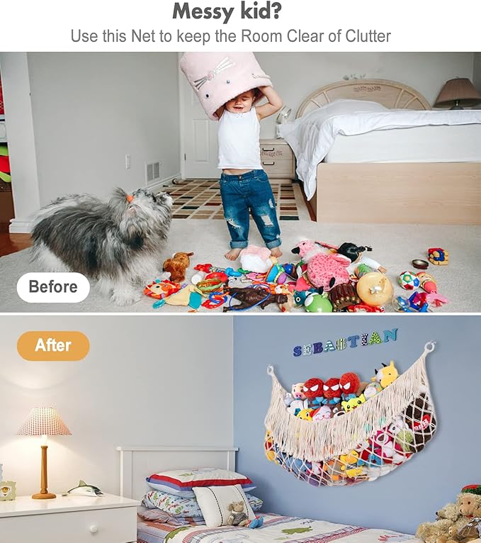 Extra Large Stuffed Animal Hammock - Cream 2PACK, Stuffed Animal Storage, Stuffed Animal Holder Net, Toy Hammock Large, Toy Storage Organizer