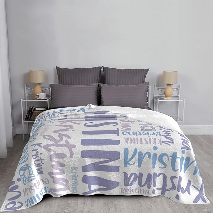 Dr.TOUGH Personalized Blankets with Name Customized Baby Blankets for Girls Boys Adults Monogrammed Blankets and Throws Christmas Birthday Mothers Fathers Valentines Day Gift (Light Purple,60''×80'')