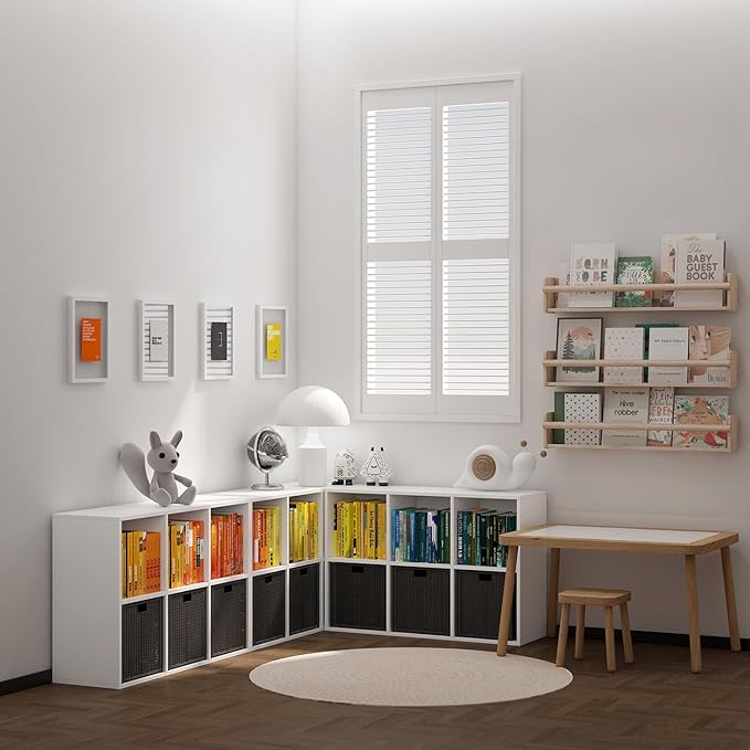 Wooden 6 Cube Storage Organizer with Closed Back Panel, White Cube Shelf Heavy Duty Cubby Storage Organizer with Compartments for Living, Display Shelf