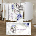 Personalized Crib Bedding Set for Boys Girls, Custom Baby Crib Sets with Name, Purple Flower Elephant Design Nursery Bedding 2 Piece - Soft Blanket with Double Layer Dotted Backing, Crib Fitted Sheet
