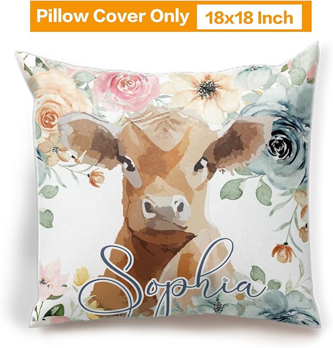 Custom Crib Bedding Set - Highland Cow Design Personalized Name Baby Nursery Bedding 3 Pcs Set - Chic Soft Blanket, Sheet, Pillowcase for Newborns Boys Girls Gifts Color26