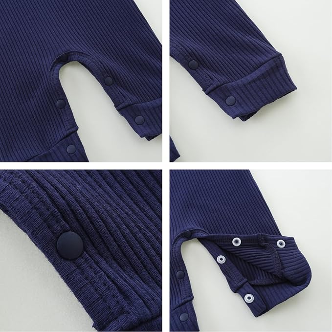 Baby Romper with Baby Mittens & Newborn Hats Footless Long Sleeve Solid Onesie Hi Im New Here