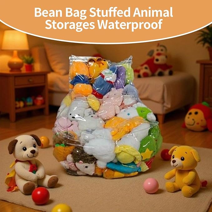 Stuffed Animal Storage Beanbag - Plush Toy Organizer Seat Cover, Durable Soft Fabric, Comfortable Lounge Cushion | Bean Bag Chair for Adults Kids Room Decor Floor Bed Couch Relaxing Space