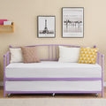GarveeHome Daybed with Trundle, Sturdy Metal Day Bed with Steel Slat Support, Trundle Bed Twin with Arched Headboard, SofaBed for Living Room, Bedroom and Guest Room, Purple