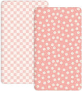 Pack and Play Sheets 2 Pack, Fitted Jersey Knit Mini Crib Sheets for Baby Boys and Girls, Compatible with Graco Pack N Play and Mini Crib Mattress (Rosy Days, Pack N Play/Mini Crib Sheets)