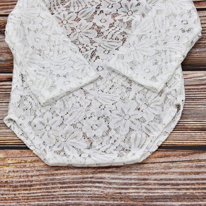 Newborn Girl Photography Outfits, Backless Lace Romper with Flower Headband Photo Props, Baby Girl Photoshoot Outfits