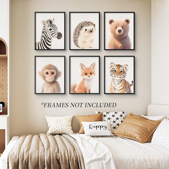 VOLIX Baby Room Wall Art, Jungle Animal Baby Animals Decor, Children Bedroom Decorate, 12x16 inch, UNFRAMED